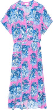 Zadig & Voltaire Riaz Wild Jungle Print Crepe Midi Dress