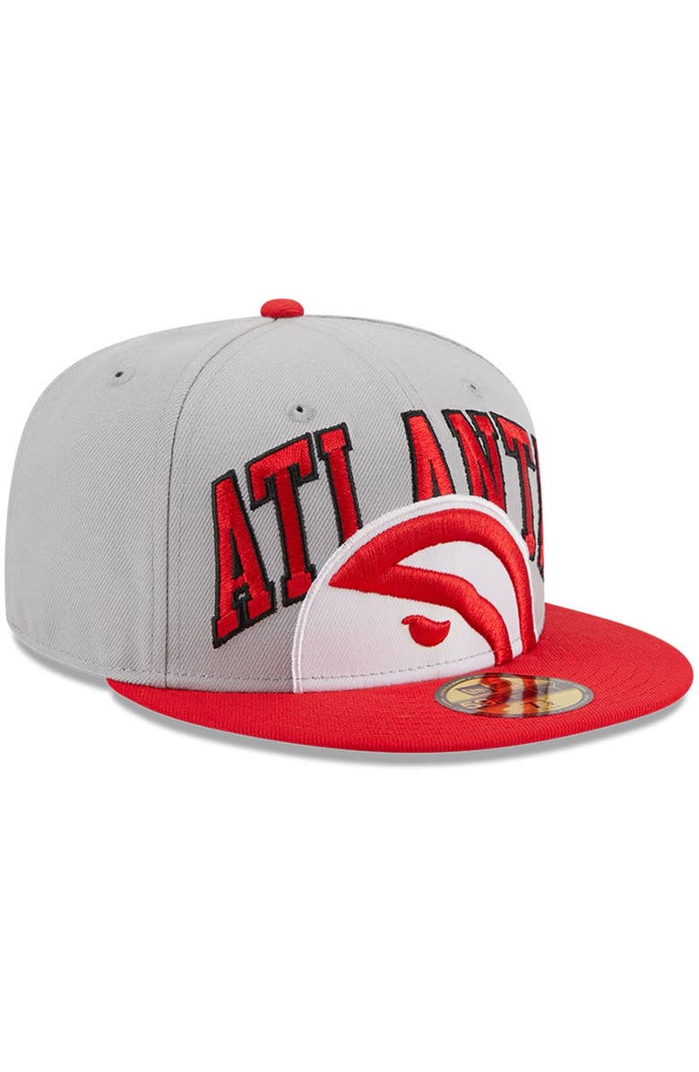 New Era Men's New Era Gray/Red Atlanta Hawks Tip-Off Two-Tone 59FIFTY Fitted Hat, Alternate, color, Gray