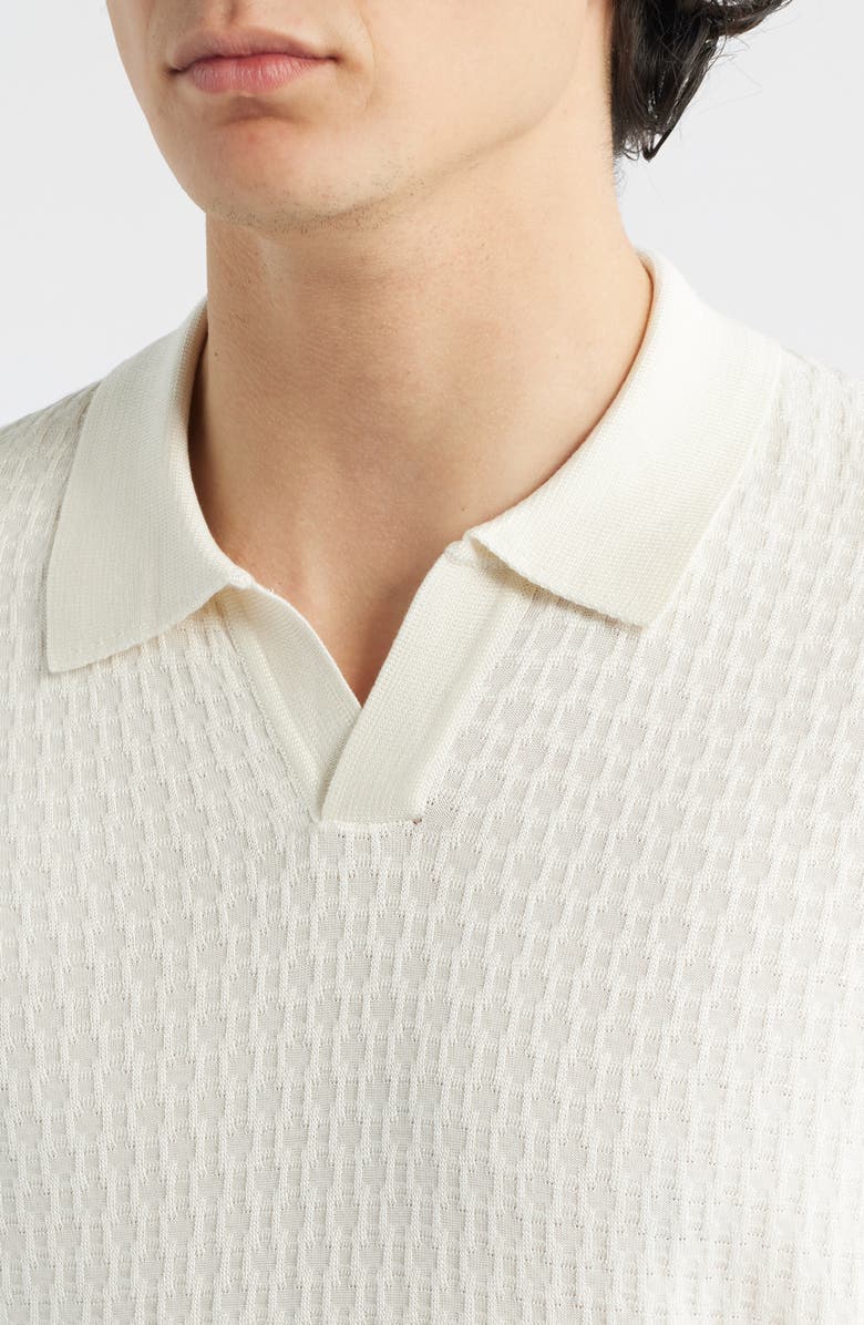 BOSS Umbarto Silk Long Sleeve Polo, Alternate, color, Open White