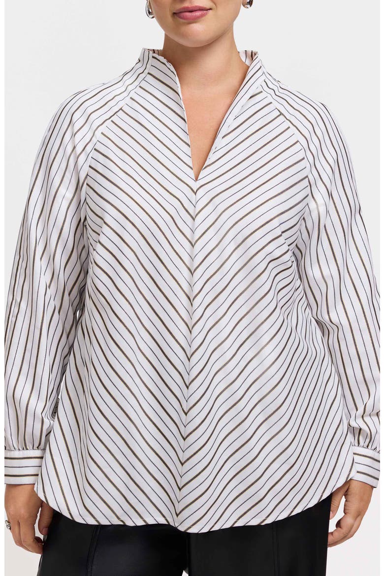 Daphne Metallic Stripe Cotton Blend Pullover Shirt, Main, color, WHITE/ MULTI