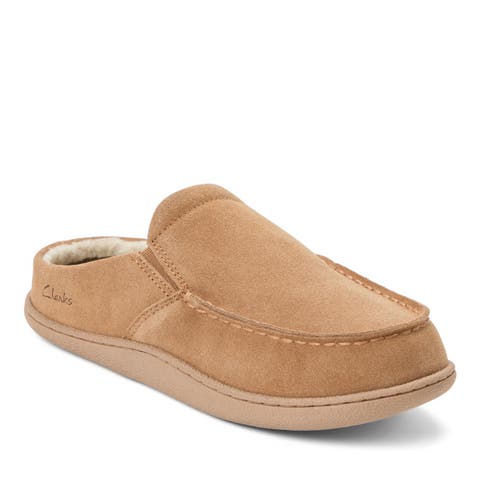 Genuine Cow Suede Moc Toe Clog With Elastic Twin Gore Slippers