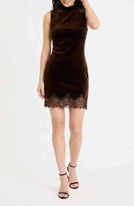 Velvet Mock Neck Minidress