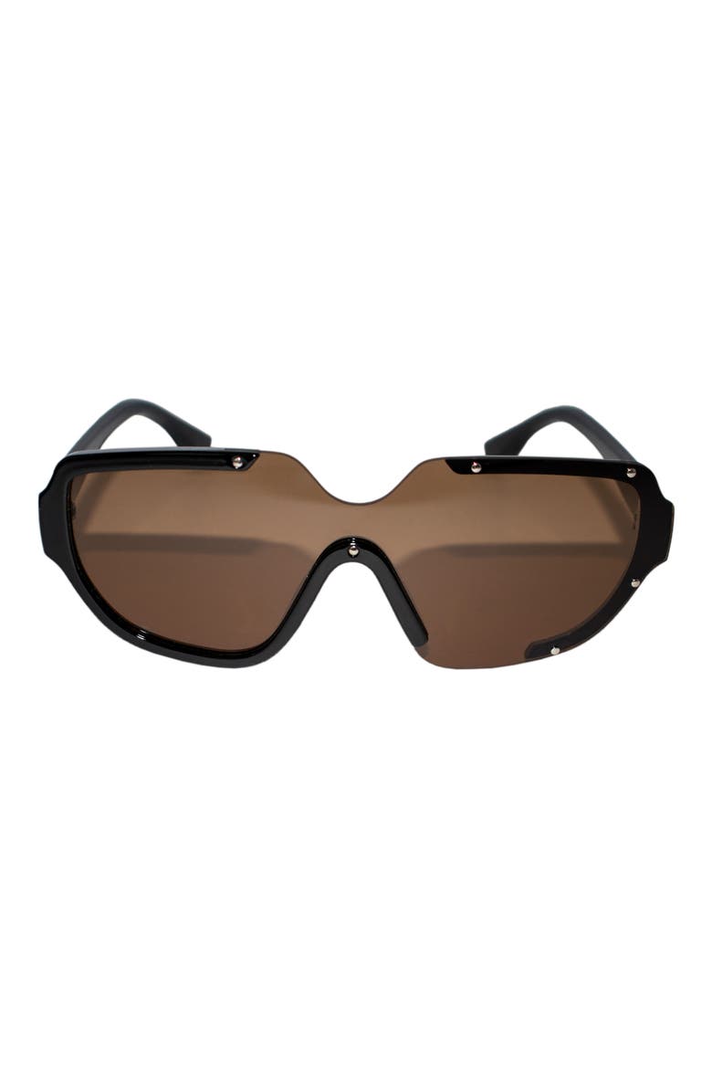 Jolie 71mm Oversize Polarized Square Sunglasses, Main, color, BLACK/ BROWN