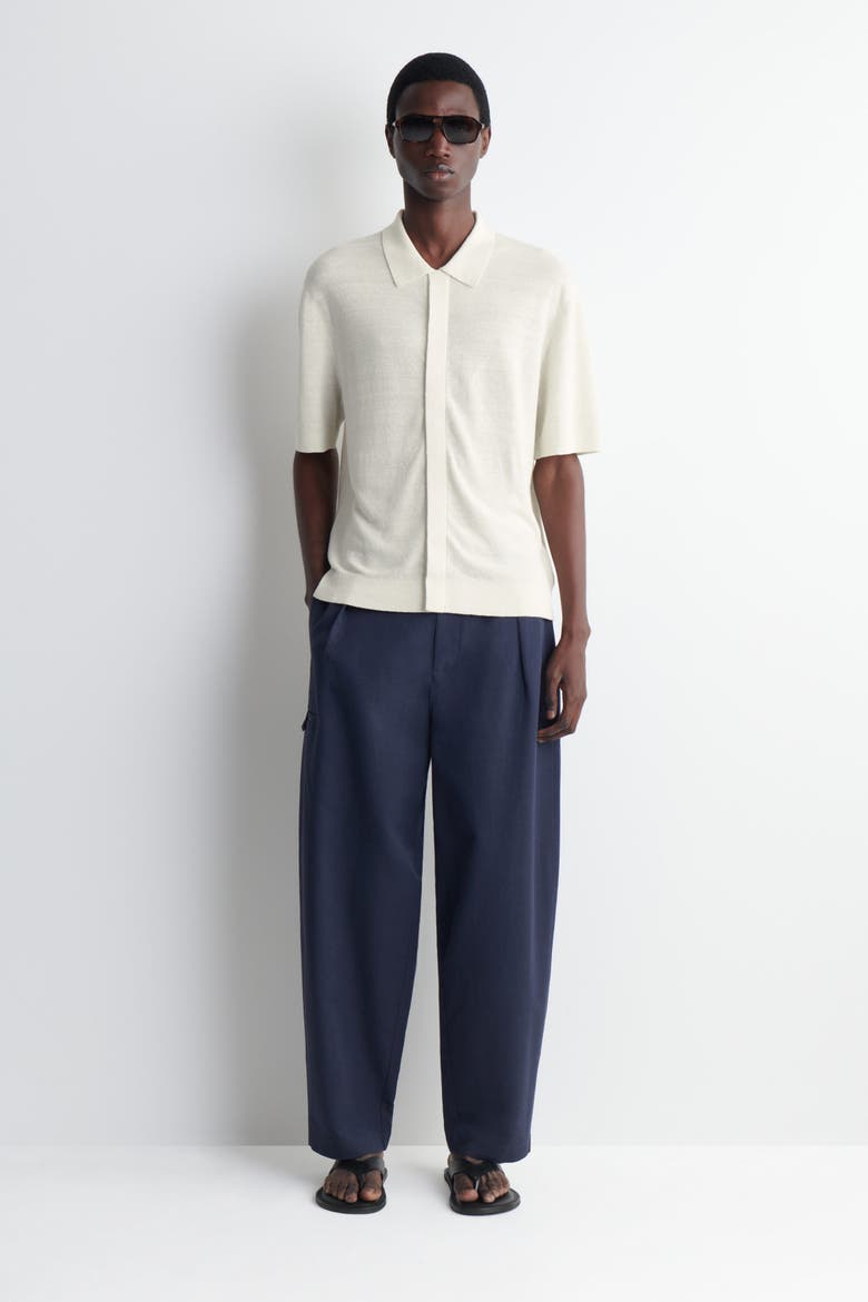 Textured Knitted Linen Shirt, Alternate, color, CREAM