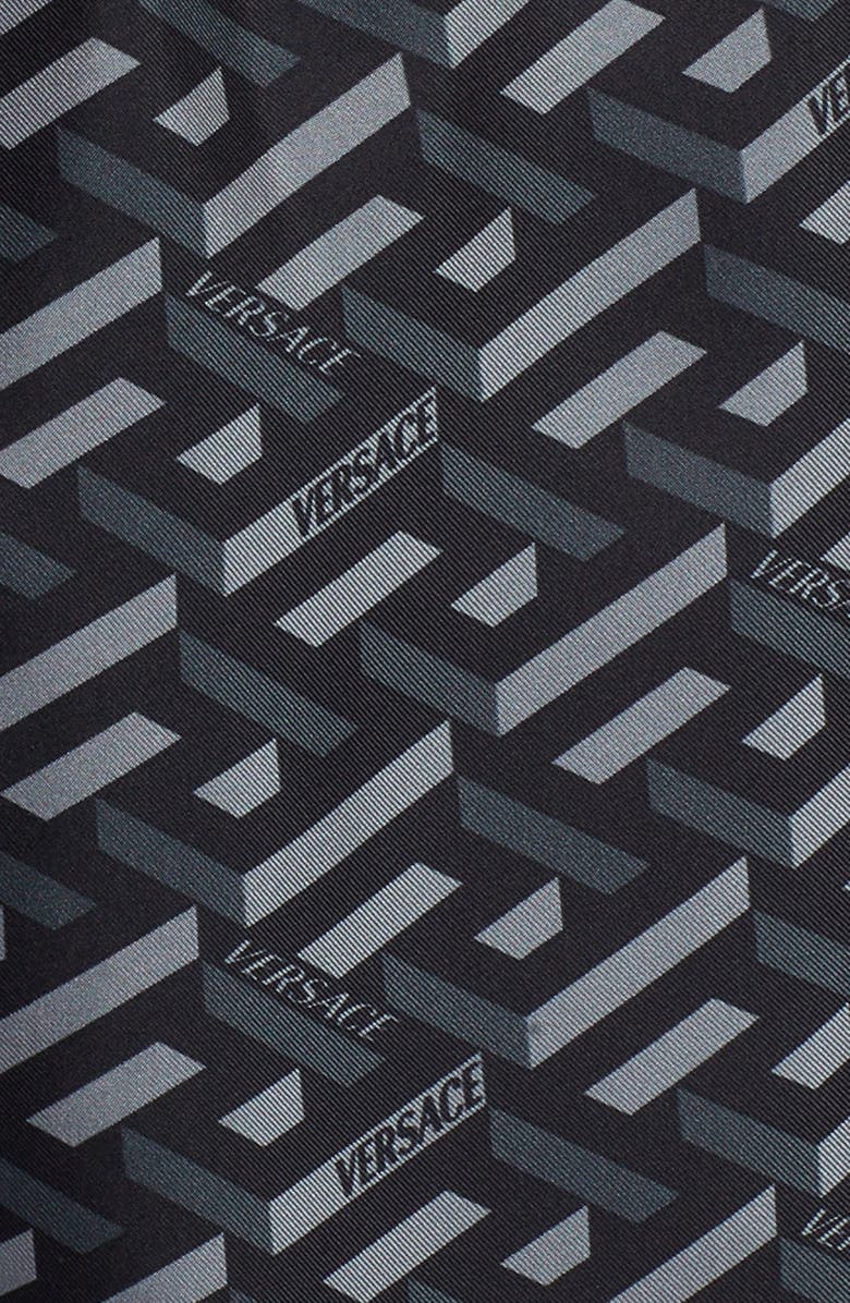 Versace La Greca Monogram Print Silk Twill Shorts, Alternate, color,