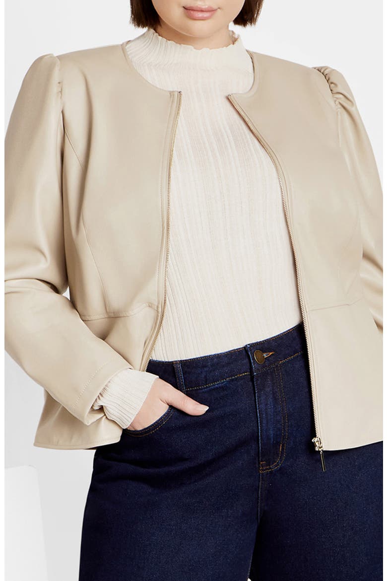 Mallory Faux Leather Jacket, Main, color, CREAM