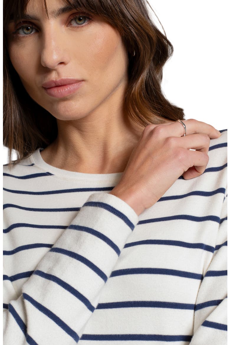 Striped Long Sleeve T-Shirt, Alternate, color, Chalk / Navy Stripe