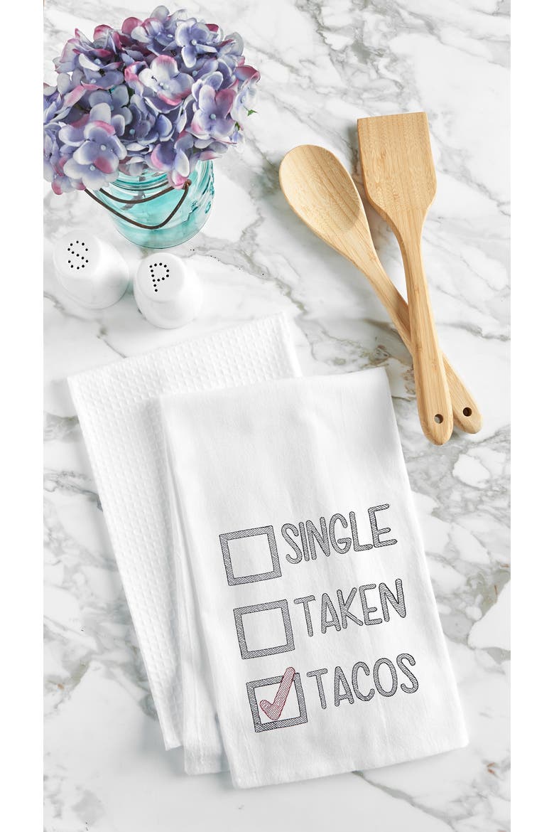 Single Taken Tacos Flour Sack Cotton Kitchen Dishtowel, Alternate, color, White