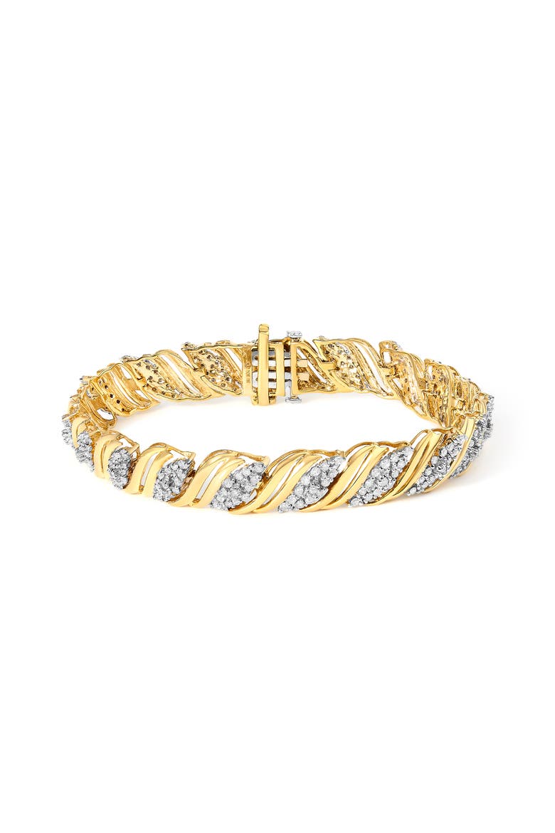 10K Yellow Gold 2.0 Cttw Diamond S-Link Twist Design Link Bracelet, Main, color, Yellow Gold