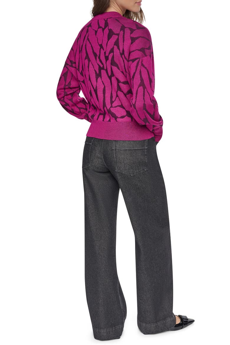 Jacquard V-Neck Sweater, Alternate, color, RASPBERRY
