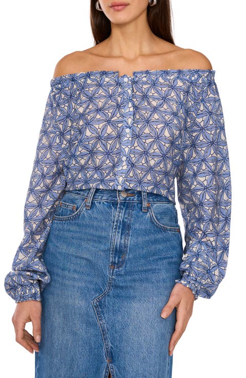Women's Blue Off the Shoulder Tops | Nordstrom