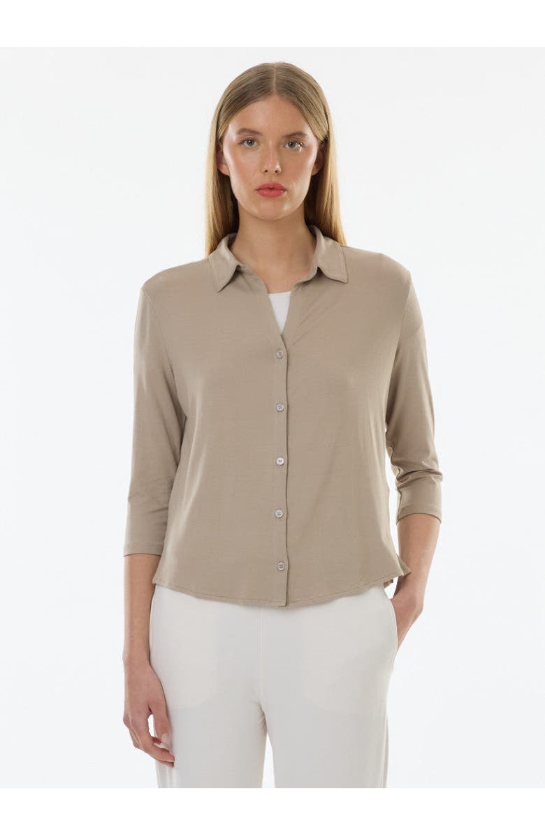 Majestic Filatures Soft Touch 3/4 Sleeve Semi Relaxed Shirt, Main, color,