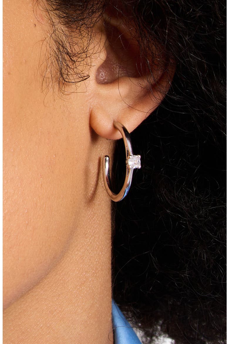 little luxuries hoop earrings, Alternate, color, CLEAR/ SILVER