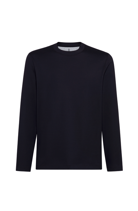 Tシャツ・カットソー BRUNELLO CUCINELLI BLACK CREW-NECK T-SHIRT WITH PENDANT BRUNELLO CUCINELLI crew neck T-shirt black | BRAUN Hamburg