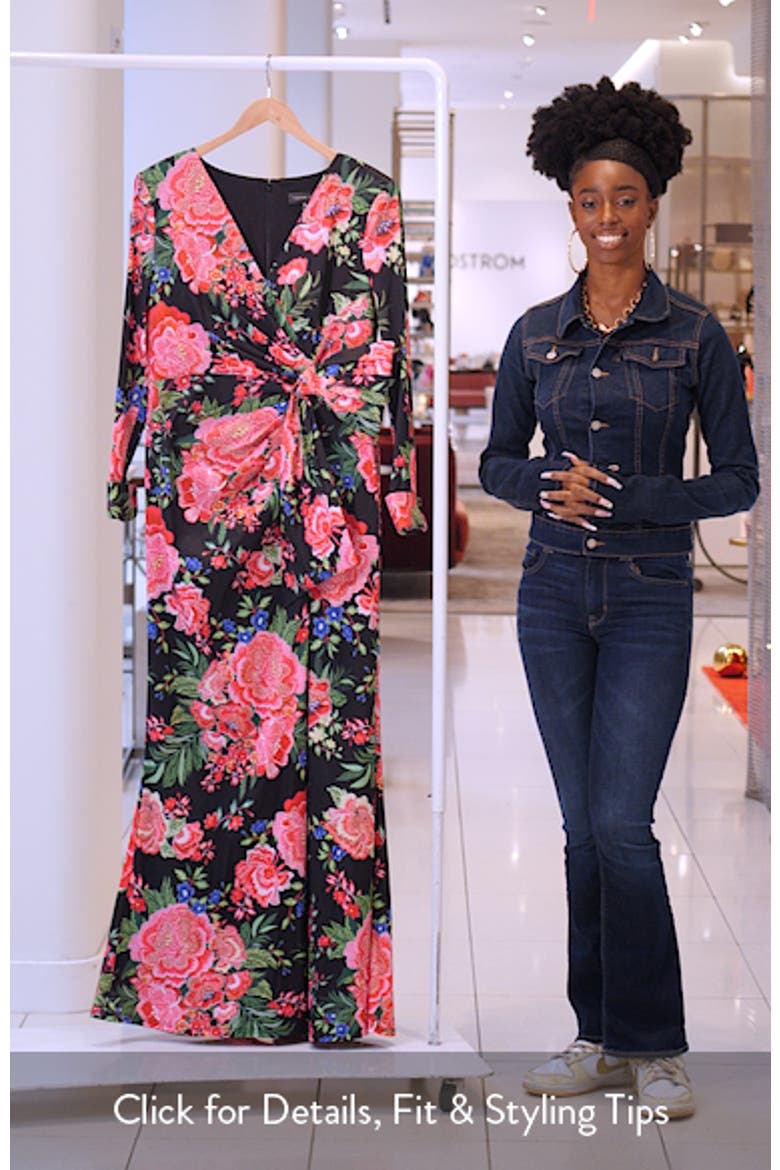 Floral Long Sleeve Evening Gown video
