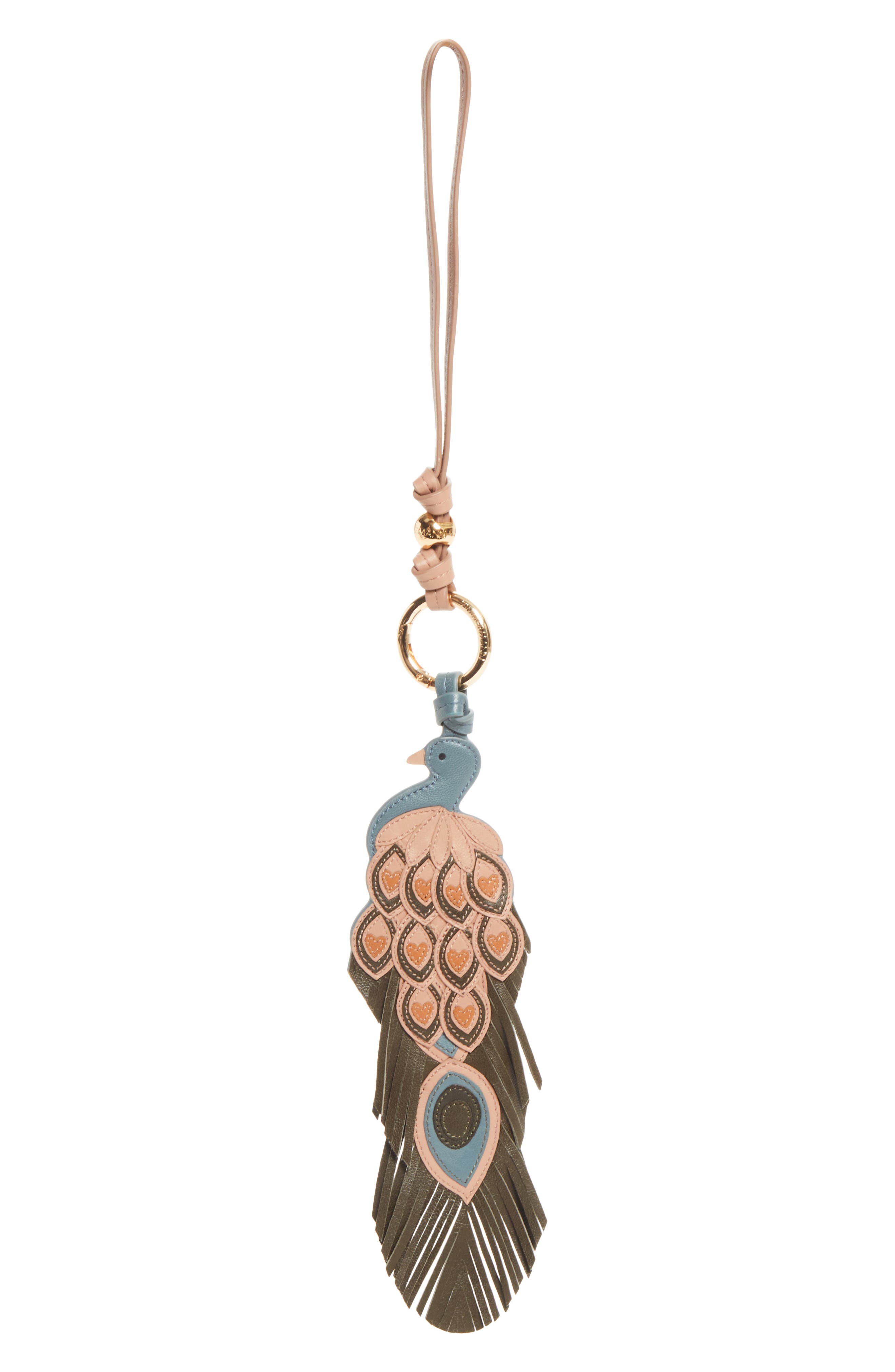 Peacock Bag Charm, Main, color, DUSK/ DARK OLIVE