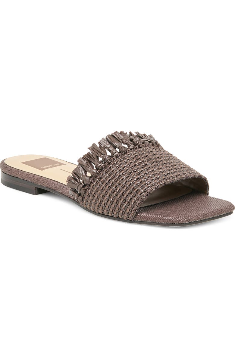 Dolce Vita Lenya Slide Sandal, Main, color, Chocolate Raffia