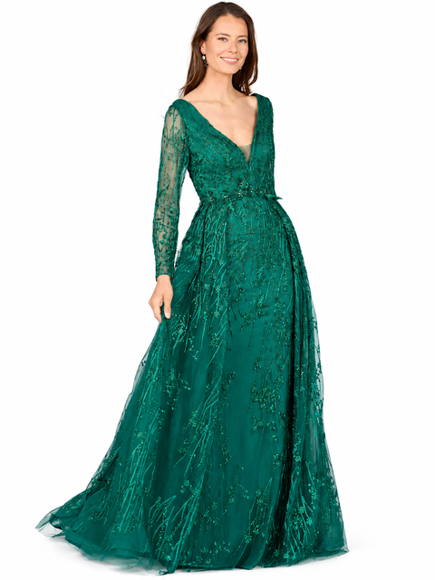 Elegant Overskirt Dress with Long Sleeves