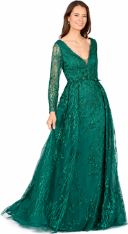 LARA New York Elegant Overskirt Dress with Long Sleeves