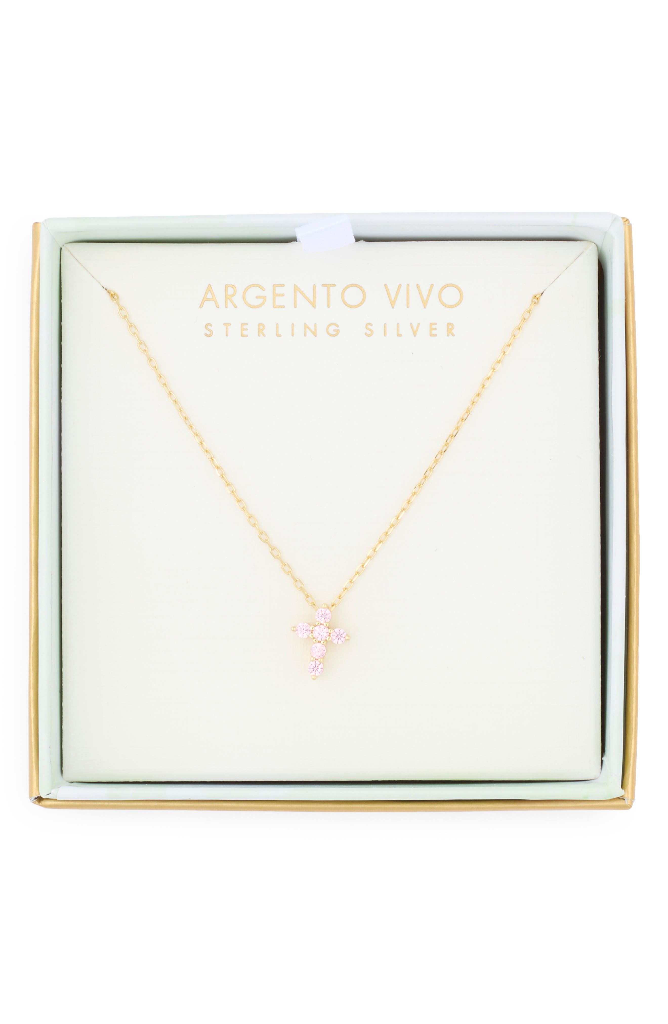 ARGENTO VIVO Pink Cubic Zirconia Cross Pendant Necklace