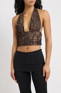 Feners Festa Snakeskin Print Halter Top