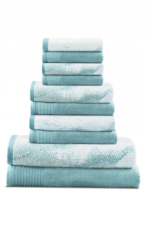 Marble 10-Piece Quick-Drying Cotton Towel Set