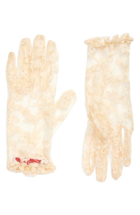 VLOGO Sheer Floral Lace Gloves