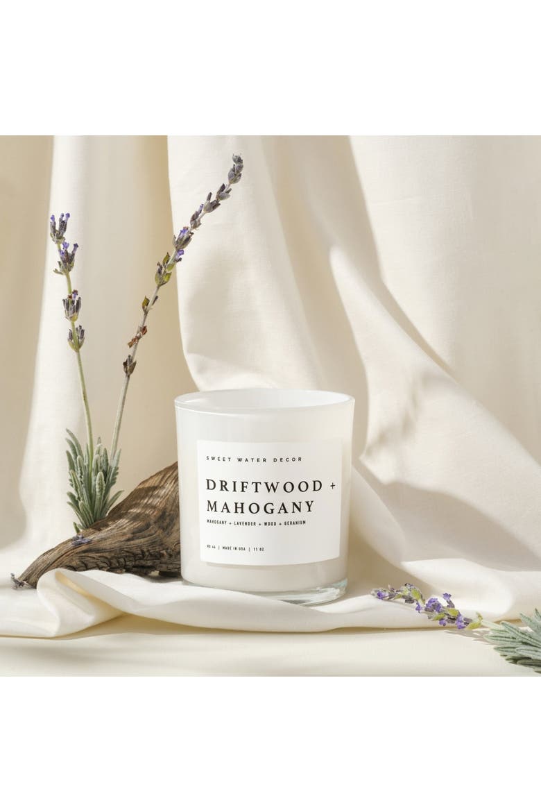 11oz White Jar Candle - Woods & Earthy Scents, Alternate, color, Driftwood and Mahogany