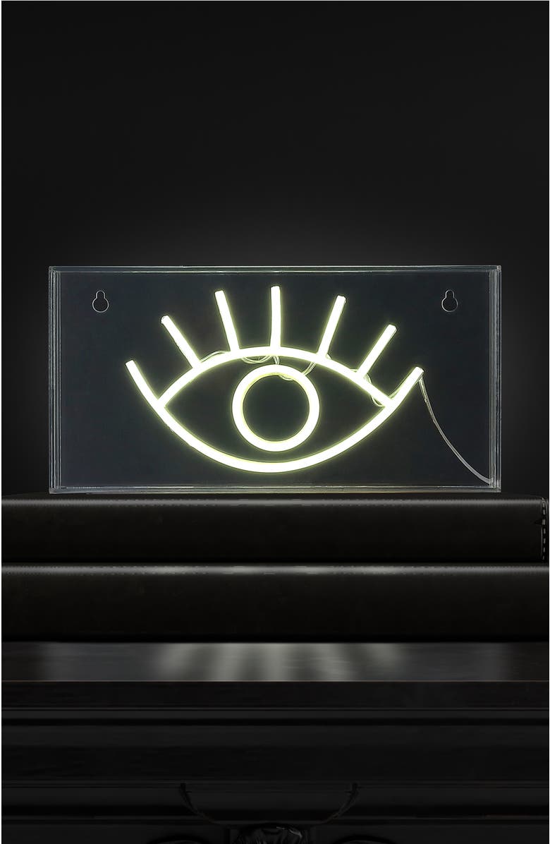 JONATHAN Y Eye Contemporary Glam Acrylic Box USB Operated LED Neon Light, Alternate, color, White