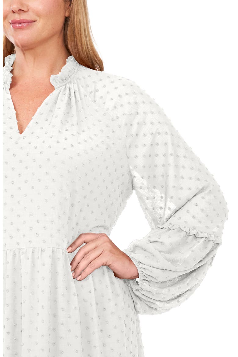 Long Sleeve Clip Dot Babydoll Dress, Alternate, color, NEW IVORY