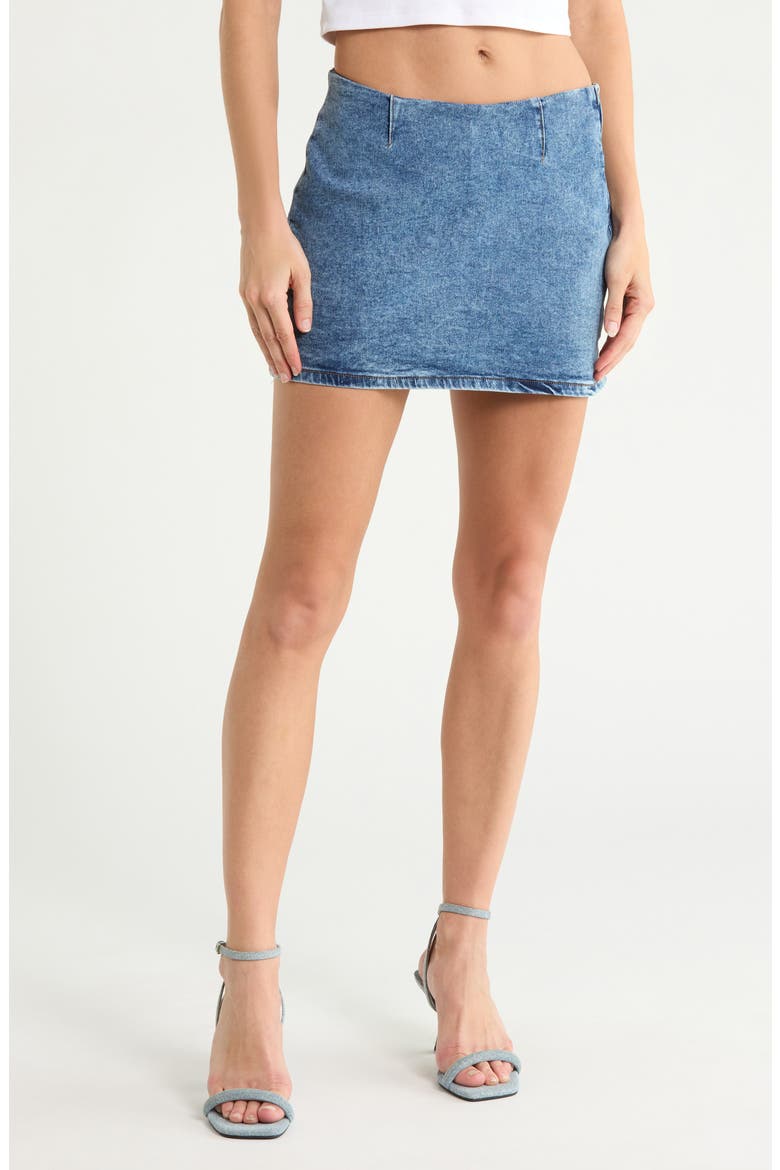 Micro Mini Denim Skort, Main, color, MEDIUM INDIGO