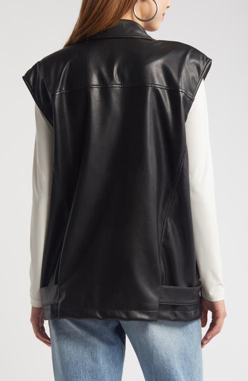 Open Edit Faux Leather Moto Vest In Black