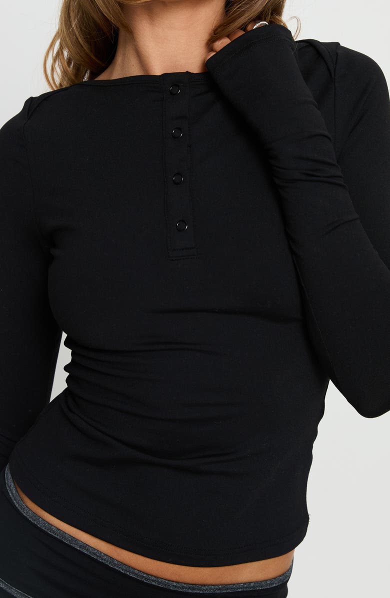 Princess Polly Kobee Jersey Henley, Alternate, color, Black