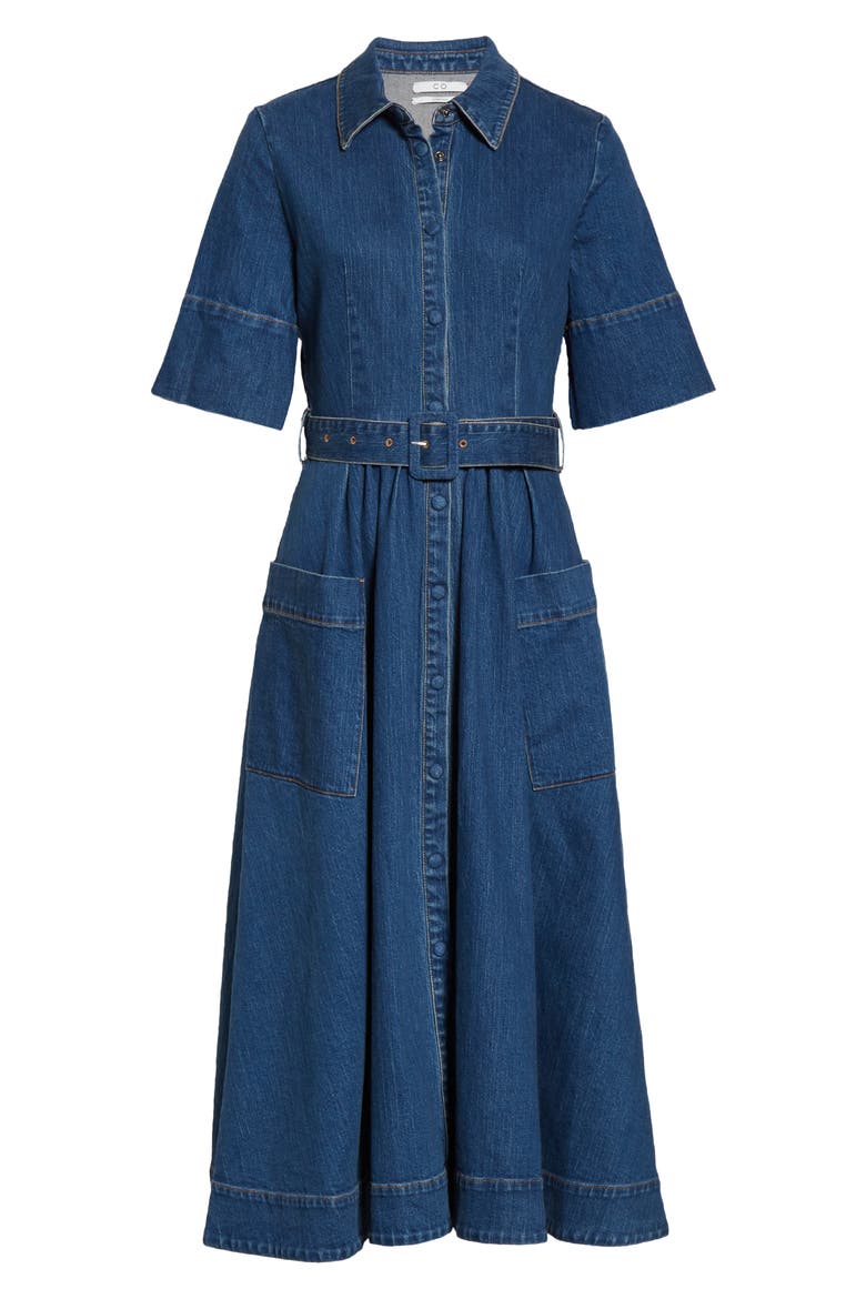 Denim Midi Shirtdress, Alternate, color, INDIGO