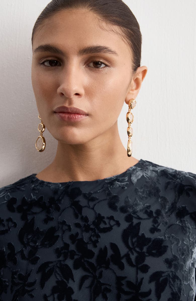 MANGO Devor Burnout Long Sleeve Maxi Dress, Alternate, color, Night Blue