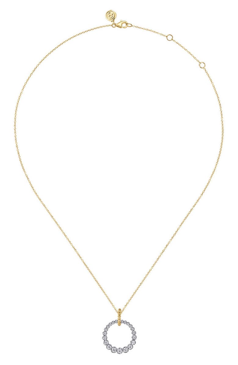 Gabriel & Co. Bujukan Diamond Circle Pendant Necklace, Alternate, color, Two Tone