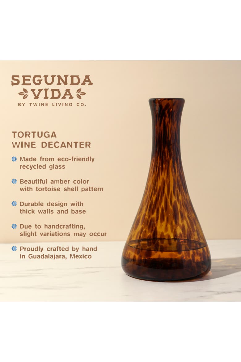 Segunda Vida Tortuga Recycled Wine Decanter, Alternate, color, Brown