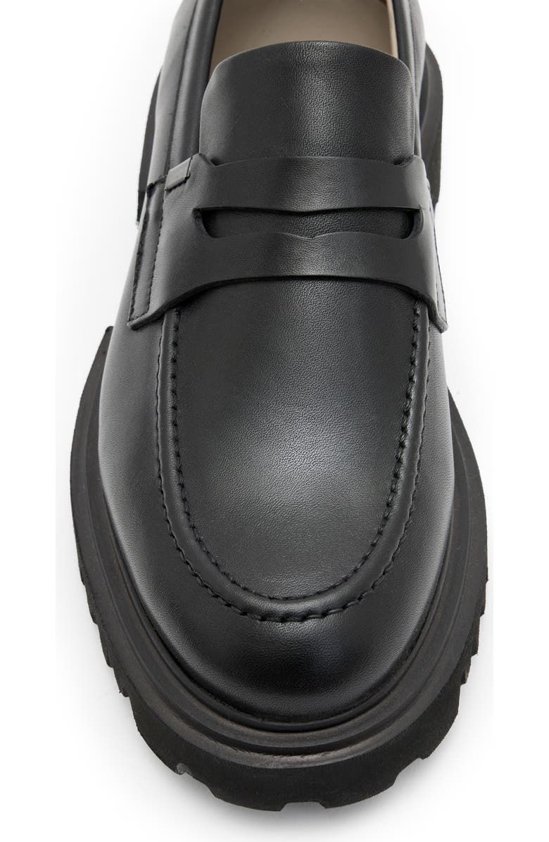 AllSaints Lola Lug Sole Penny Loafer, Alternate, color, Black