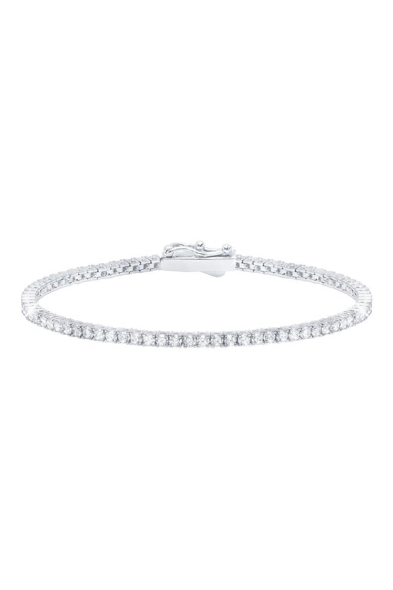 Cubic Zirconia Tennis Anklet, Main, color, SILVER