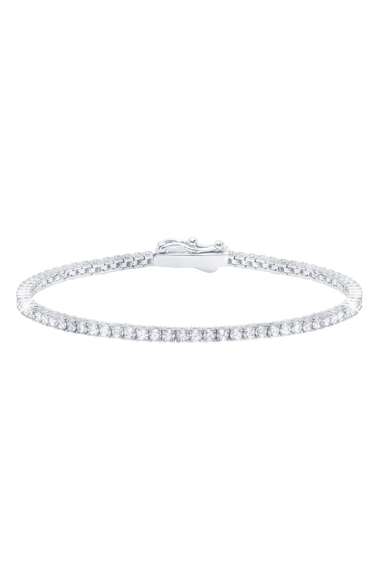 Crislu Cubic Zirconia Tennis Anklet, Main, color, Silver