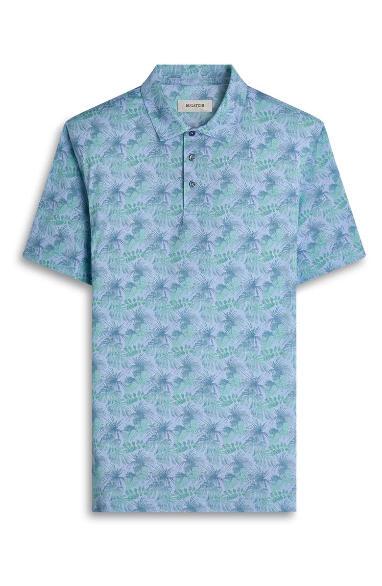 Bugatchi Victor OoohCotton<sup>®</sup> Leaf Print Polo, Alternate, color, Sky