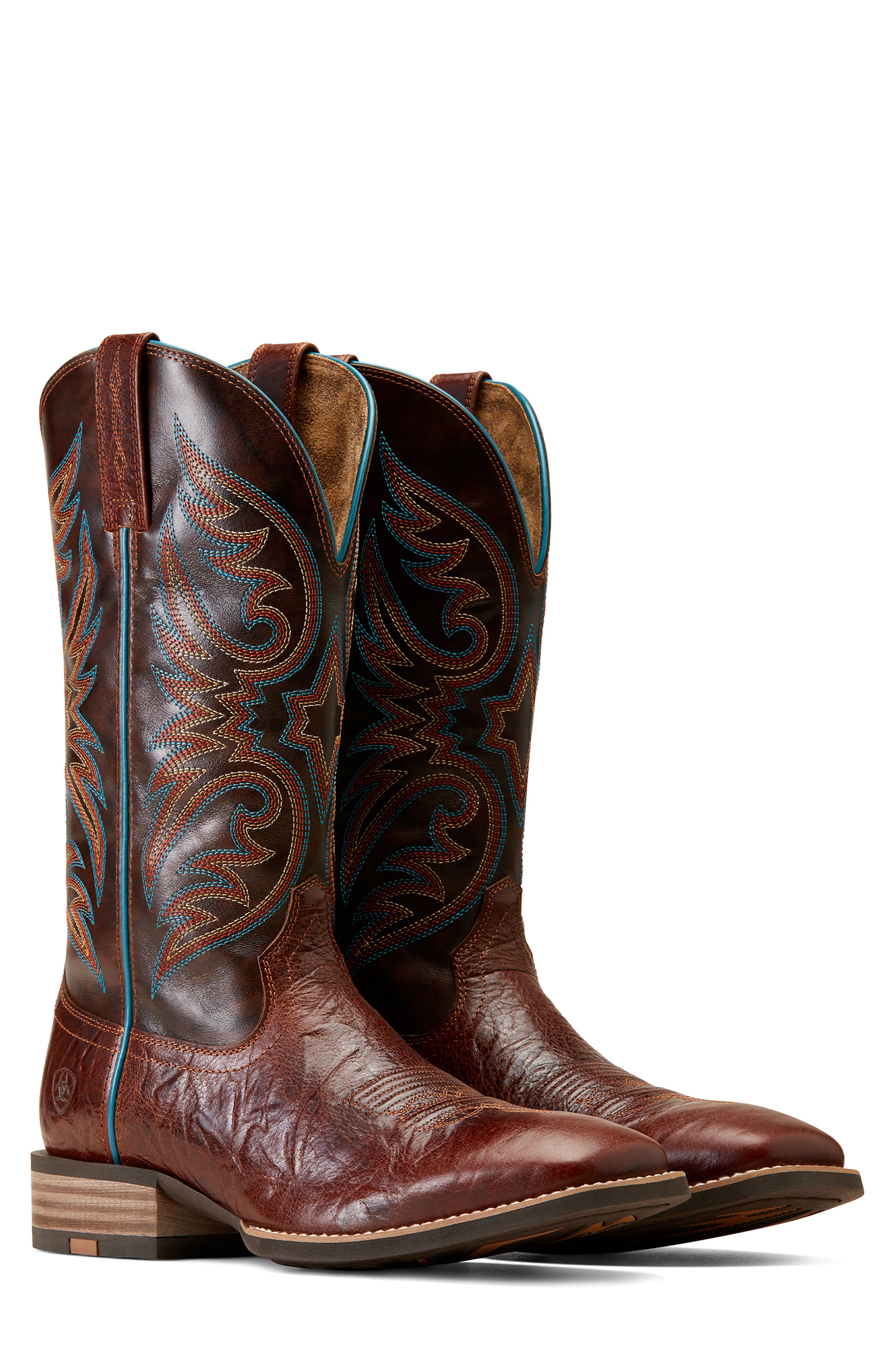 Richochet Square Toe Cowboy Boot, Alternate, color, GINGERSNAP/ MARBLE BROWN