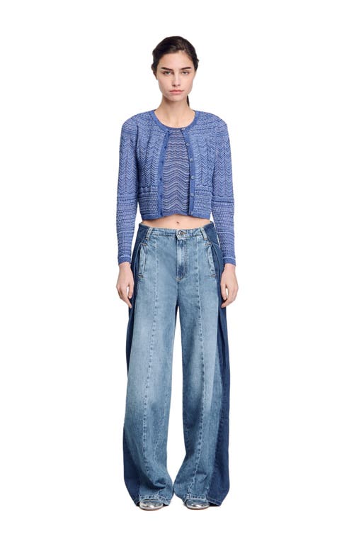 Sandro Glitter Crewneck Cardigan Sweater