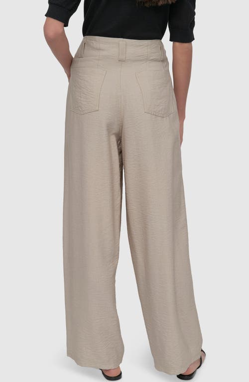 Dkny Crinkle High Waist Wide Leg Pants In Pebble