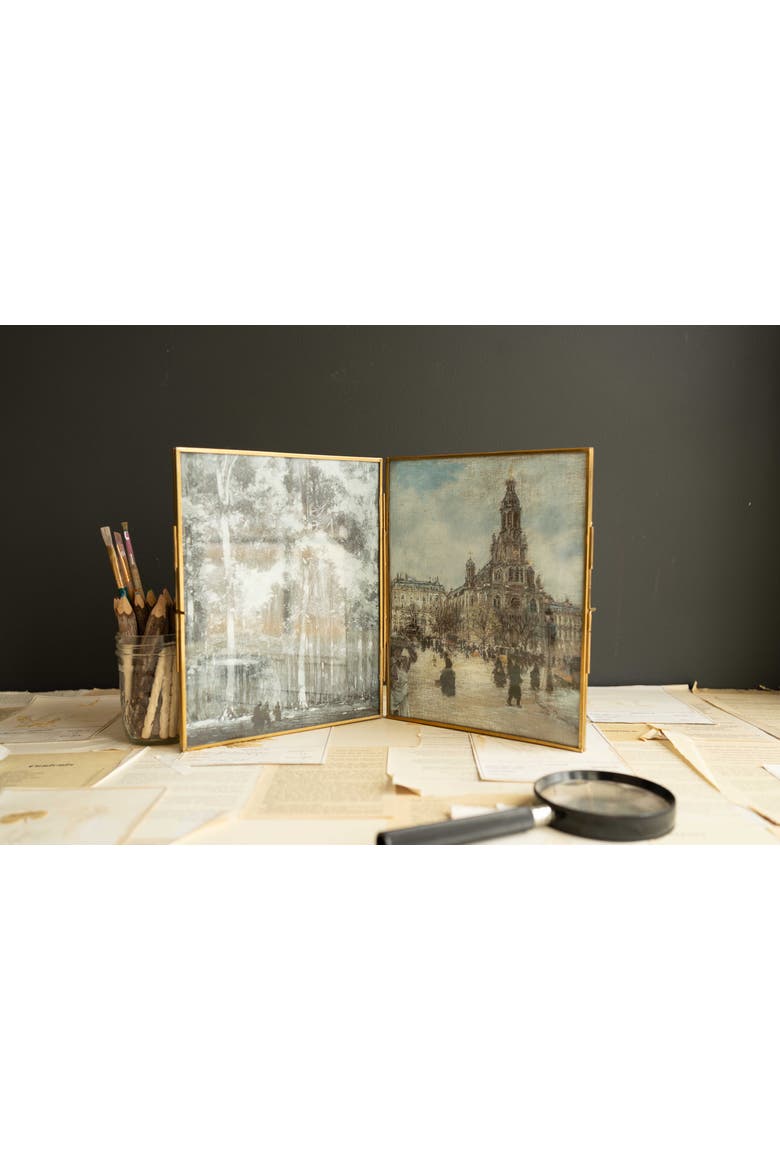 8x10 Henrie Brass Folding Photo Picture Frame, Alternate, color, Gold