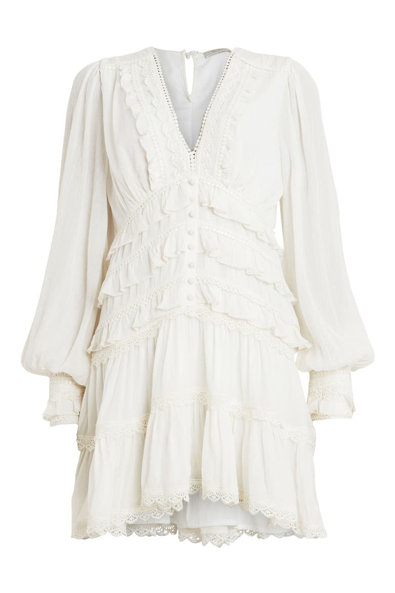 Zora Long Sleeve Minidress, Alternate, color, CHALK WHITE