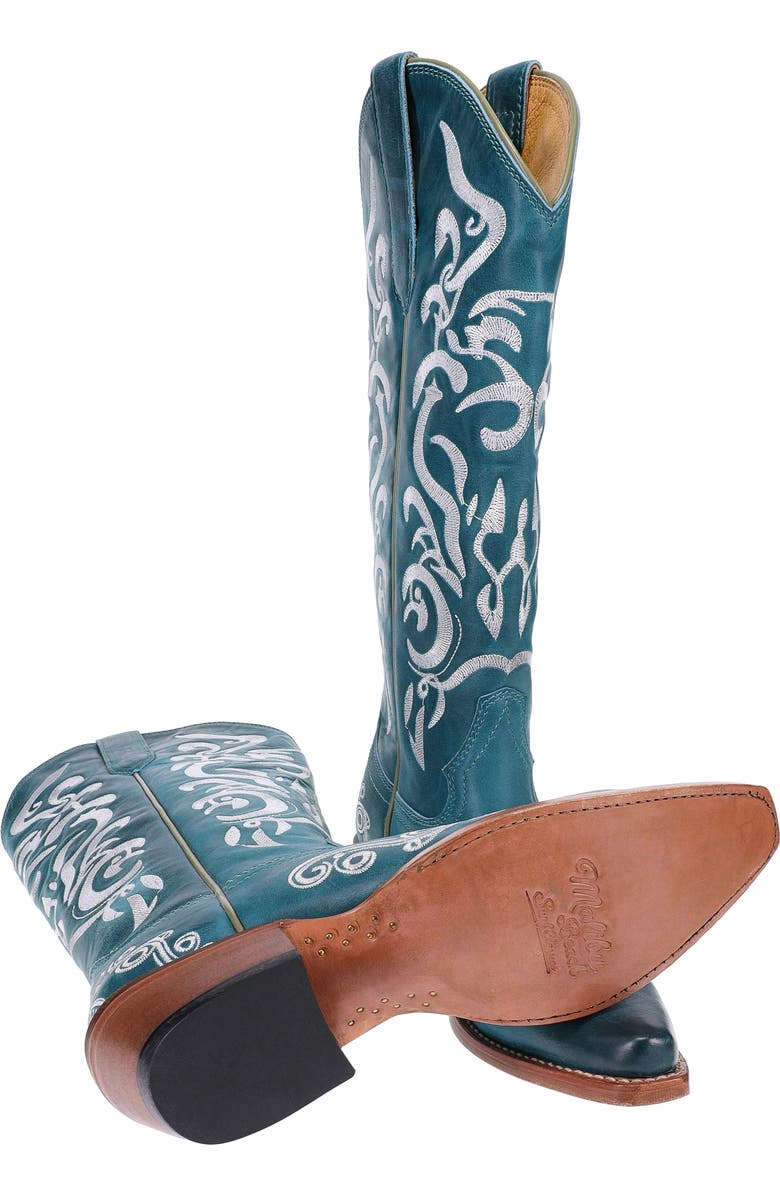 Malibu Beach Women's Premium Western Leather Boots Calypso, Alternate, color, Blue