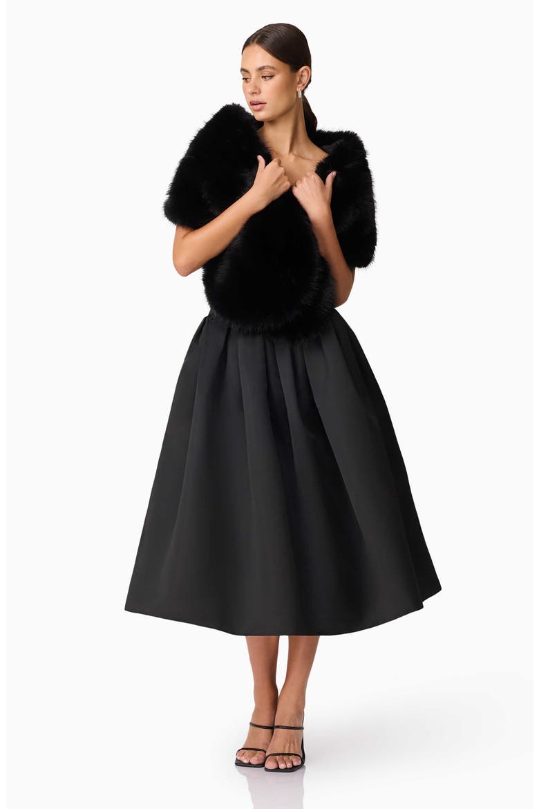 Lucyna Faux Fur Capelet, Alternate, color, BLACK