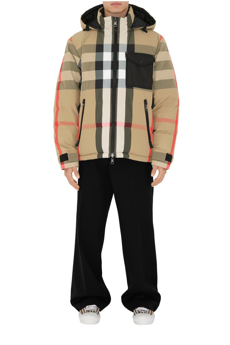 Reversible Check Puffer Jacket, Alternate, color, Archive beige
