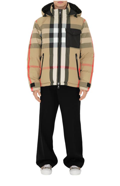 Reversible Check Nylon Puffer Jacket